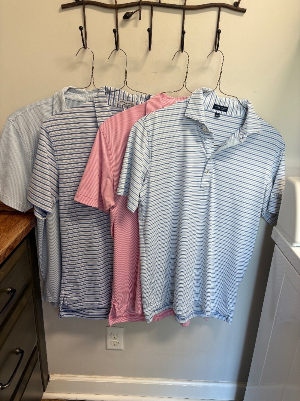 Peter Millar Vineyard Vine Summer Comfort Golf Polo Shirt Bundle of 4 Stripe -M
